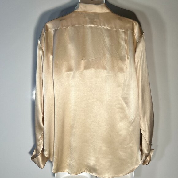 Ralph Lauren  SZ M Cream Silk Blouse Career Capsule Heritage Old $ Quiet Luxury - Picture 6 of 10